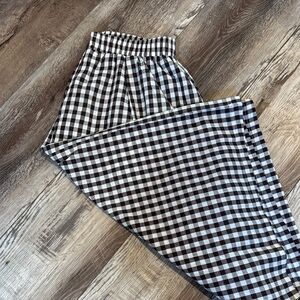 Women’s NWT Brown and White Checkered Wide Leg Pants
